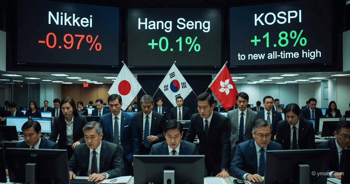 Los mercados de Asia-Pacífico divergen: Nikkei cae, KOSPI en máximos