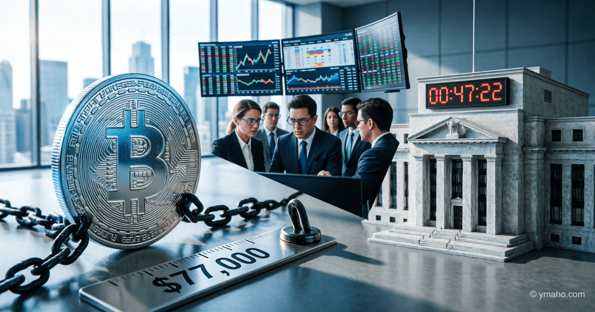 Bitcoin se congela en $77,000 antes de la decisión de la Fed sobre tasas