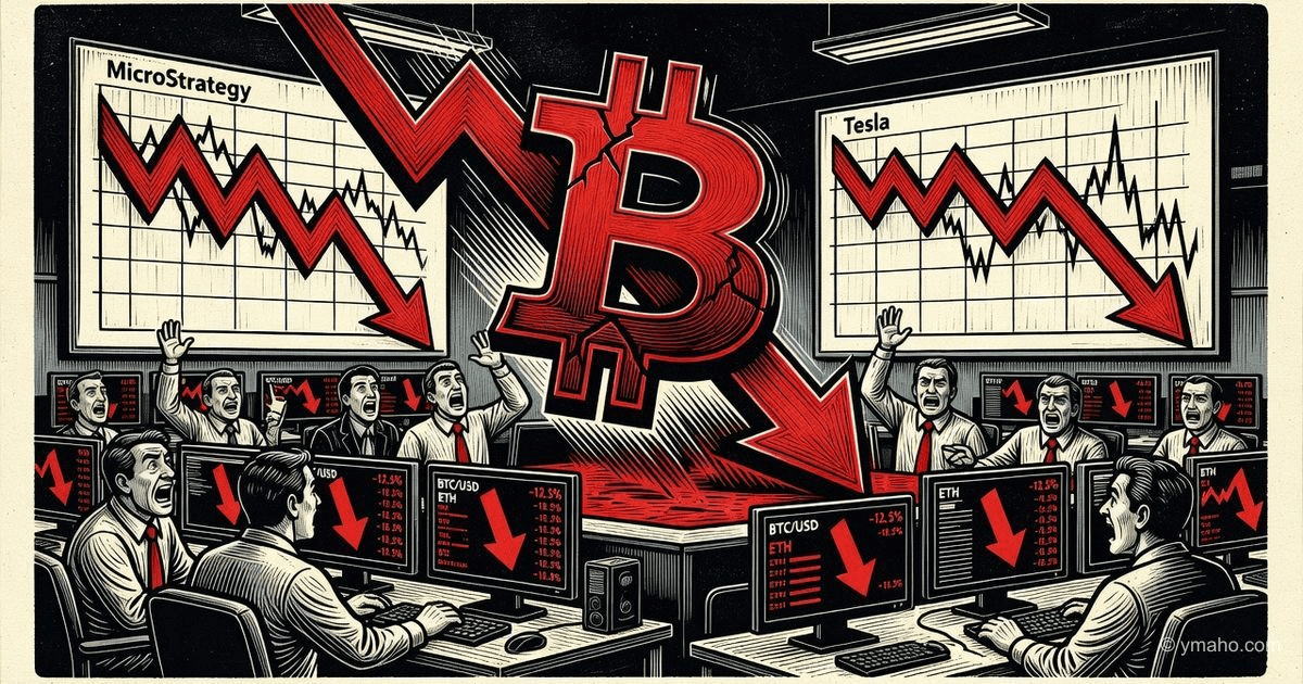 MicroStrategy and Tesla crypto-stocks lost $62 billion: analysis of the decline