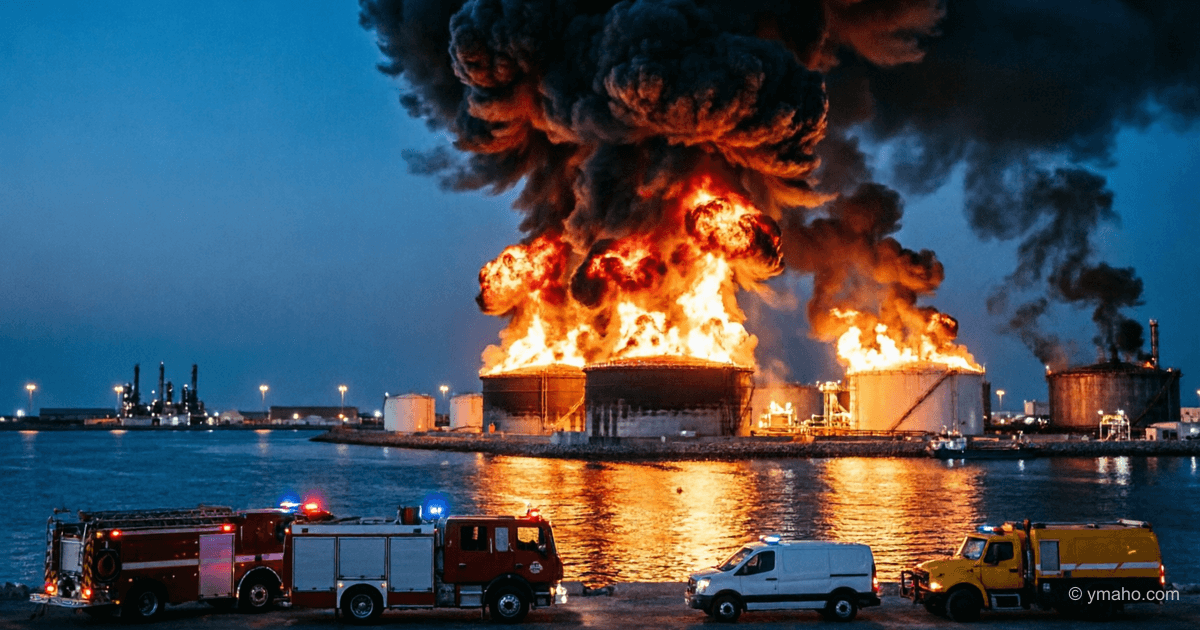 Iranian missile strike on the port of Fujairah in the UAE